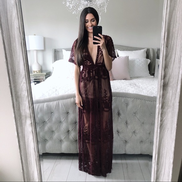 FINAL 2!!! Burgundy Lace Maxi Romper - Picture 6 of 16
